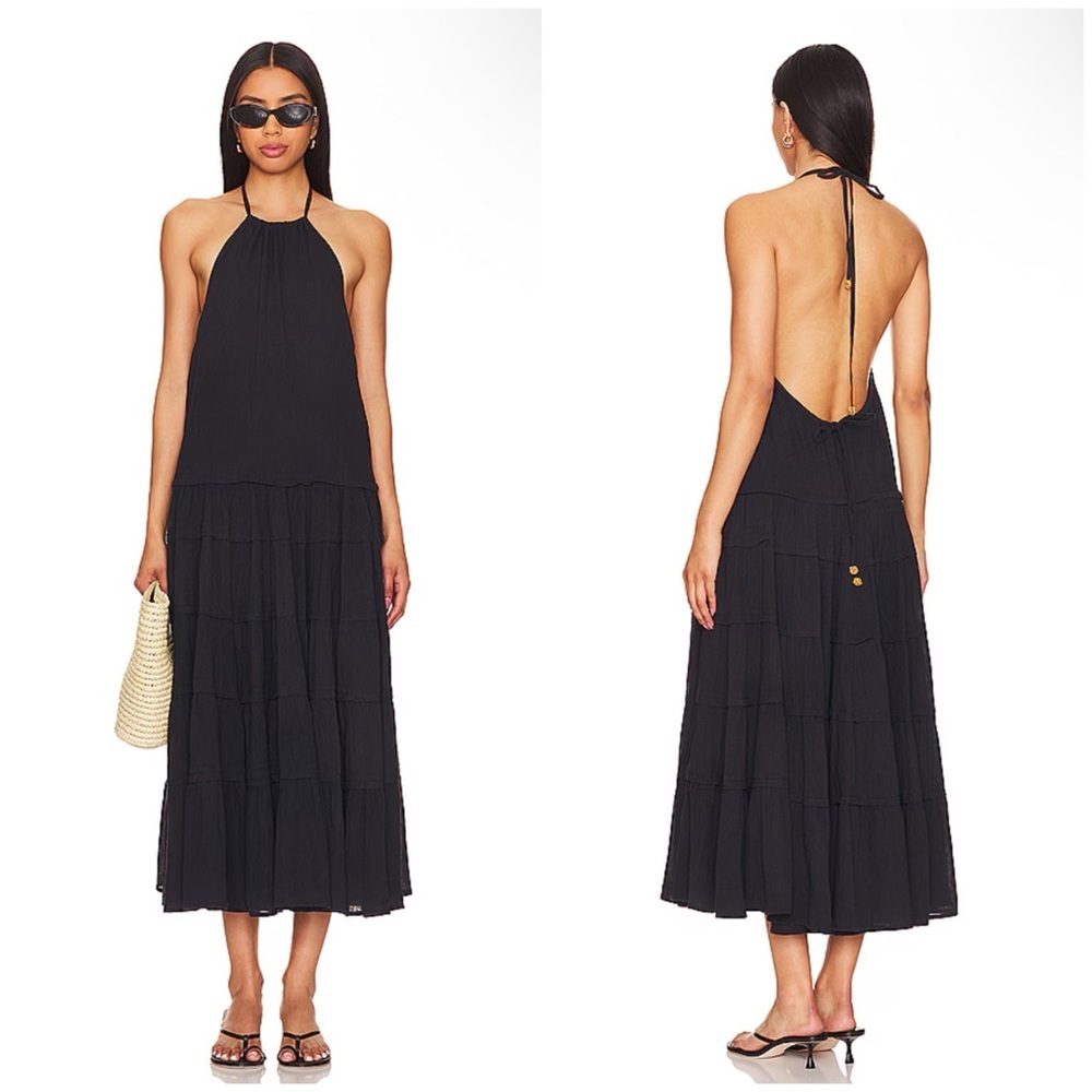 Free People Somewhere Sunny Maxi Dress in Black Size M